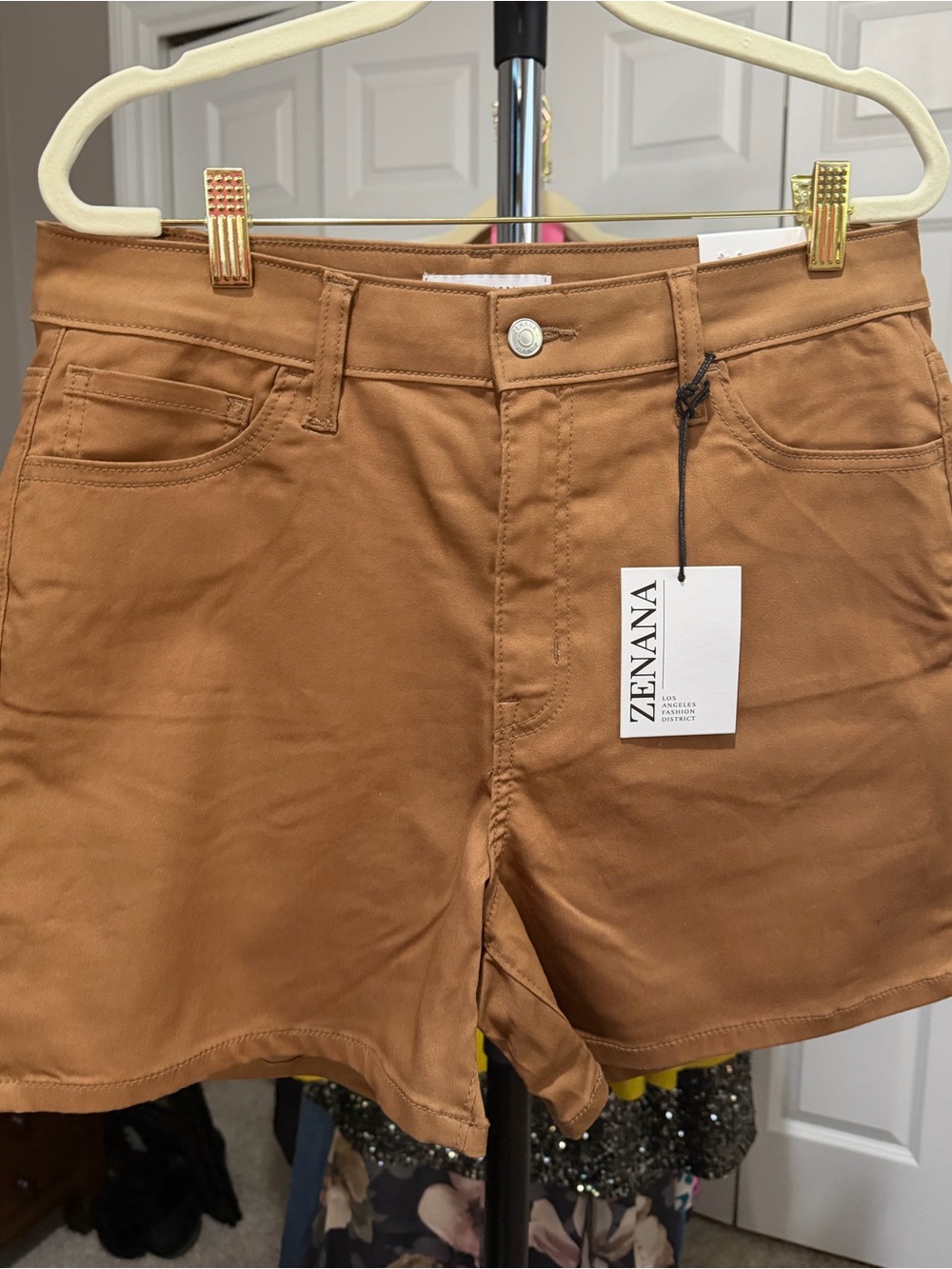 Zenana Outfitters Tan Flat-Front Women's Shorts